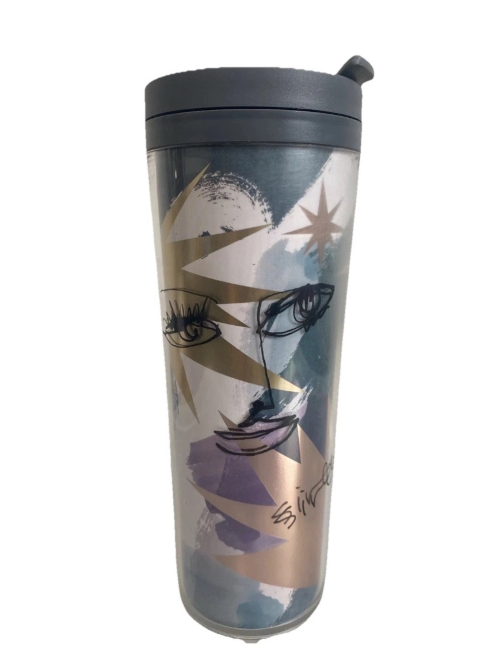 Starbucks Anniversary Abstract Face Siren Tumbler Travel Mug 16oz artistic